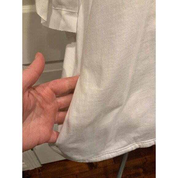 Vanessa Virginia White Shirt W/ Short Sheer Flounce Sleeves, Size Medium - Picture 4 of 8